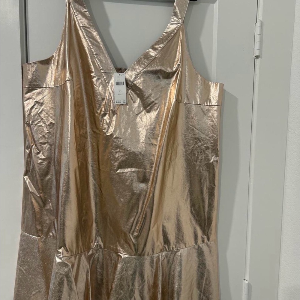 Anthropologie Rose Gold V-Neck Sleeveless Dress, can be worn as a top.